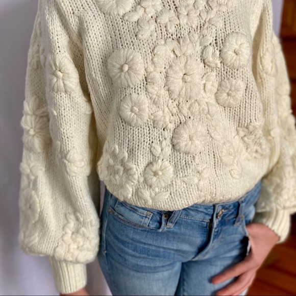 NWT ZARA Ivory Chunky Knit Sweater - Picture 7 of 10